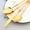 BRIIEC 18/10 Stainless Steel Tableware Set, 20 Piece Flatware Silverware Set Eating Utensils Set Service for 4, Unique Handle, Dishwasher Safe - Matte Gold view 4