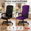 Stretch Computer Office Chair Cover with Durable Zipper - Universal Washable Removable Spandex Rotating Boss Chair Slipcovers - Anti-dust Soft Desk Chair Seat Protector for Dogs, Cats, Pets (Purple) view 2