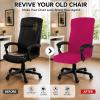 Stretch Computer Office Chair Cover with Durable Zipper - Universal Washable Removable Spandex Rotating Boss Chair Slipcovers - Anti-dust Soft Desk Chair Seat Protector for Dogs, Cats, Pets - Hot Pink view 2