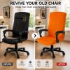 Stretch Computer Office Chair Cover with Durable Zipper - Universal Washable Removable Spandex Rotating Boss Chair Slipcovers - Anti-dust Soft Desk Chair Seat Protector for Dogs, Cats, Pets (Orange) view 2
