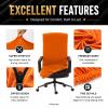 Stretch Computer Office Chair Cover with Durable Zipper - Universal Washable Removable Spandex Rotating Boss Chair Slipcovers - Anti-dust Soft Desk Chair Seat Protector for Dogs, Cats, Pets (Orange) view 4