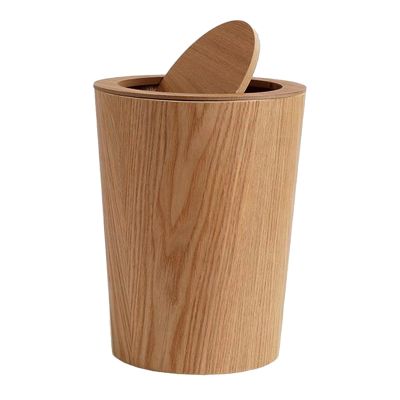 CL-ZZZ Modern Wooden Round Trash Can Shake Lid Waste Bin Easy to Disassemble, Versatile Wood Waste Paper Bin for Bathroom Office Kitchen, Light Brown
