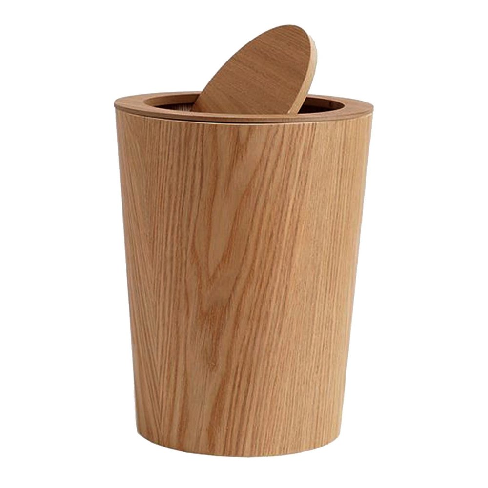 CL-ZZZ Modern Wooden Round Trash Can Shake Lid Waste Bin Easy to Disassemble, Versatile Wood Waste Paper Bin for Bathroom Office Kitchen, Light Brown