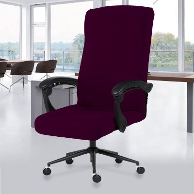 DIVA EN CAMINO DEC Universal Stretch Office Chair Cover with Zipper, Soft Slipcover for High Back Desk Chair, Plum