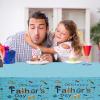 3 Pcs Happy Fathers Day Plastic Tablecloth 54 x 108 Inch Fathers Day Party Table Cover Water Print Table Cover Fathers Day Tablecloth Blue for Birthday Party Decoration Fathers Day Supplies (Light) view 2
