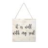 Wooden Signs, Rustic It is Well with My Soul Sign Plaque Pianted Quote Home Decor Farmhouse Garden Outdoor Wall Art 8"x8", S221 view 1