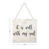 Wooden Signs, Rustic It is Well with My Soul Sign Plaque Pianted Quote Home Decor Farmhouse Garden Outdoor Wall Art 8"x8", S221 view 2