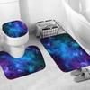 4 Pcs Fabric Universe Outer Space Theme Shower Curtain Sets, Starry Galaxy with Non-Slip Rugs Toilet Lid Cover Bath Mat, Starry Bathtub Set Men Boys Trippy Nebula (Starry Sky)Without light-up feature view 4