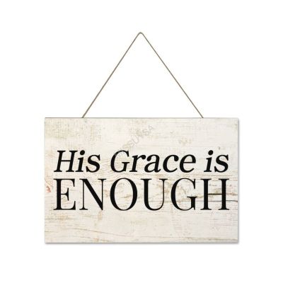 Wooden Signs, Rustic His Grace is Enough Sign Plaque Pianted Quote Home Decor Farmhouse Garden Outdoor Wall Art 12"x18", S250