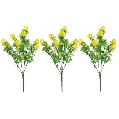 WIVAYE 3Pack Artificial Lemon Branches for Vases, 14 Inch Fake Lemon Decor Lifelike Plant Decor Fake Tree Branches for Home Office Table Centerpiece, Yellow