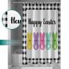 ALAGEO Easter Shower Curtain Happy Easter Peeps Shower Curtains for Bathroom Decor, Bunny Black Buffalo Plaid Bath Curtains Sets with Hooks Waterproof Standard Size 60" x 72" view 3