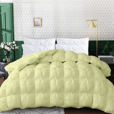 1 PC Baffle Box Pinch Pleated Comforter/Quilted-100% Egyptian Cotton 500 GSM Fill Weight Cloud Fluffy Cozy Down Alternative Duvet Insert With 4 Corner Tabs Ivory | California King Best Comforter