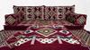 Maroon Arabic Majlis, Floor Sofa Seating Set, Arabic Jalsa, Loveseats,Floor Cushions, Traditional Arabic Sofa, Ottoman Couch, Rug, Kilim view 2