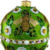 Faberge Style Glass Egg Handmade in Poland, Glass Ornament, Green, Golden bee, Glitter, 303, Renata Siwek Design view 2