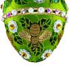 Faberge Style Glass Egg Handmade in Poland, Glass Ornament, Green, Golden bee, Glitter, 303, Renata Siwek Design view 3