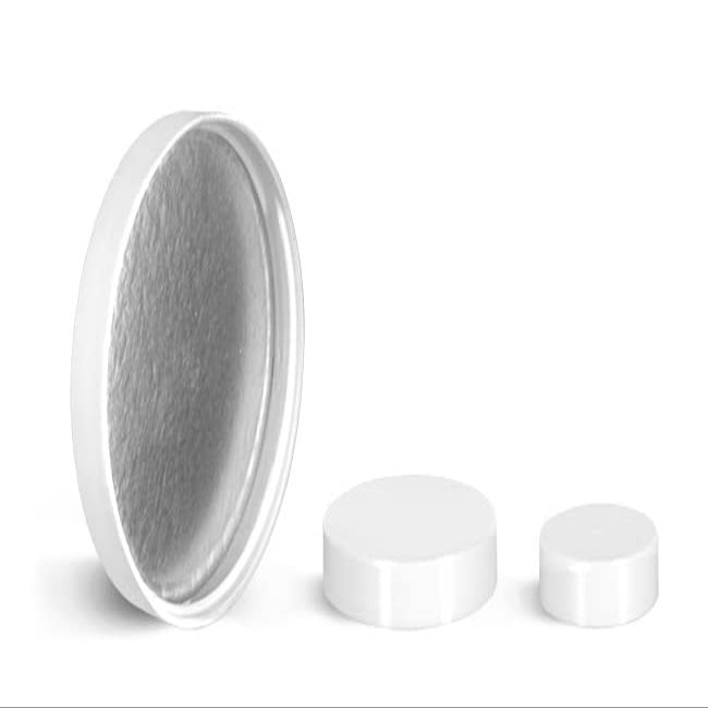 28/400 Plastic Caps, White Polypropylene Smooth Caps w/Induction Liner