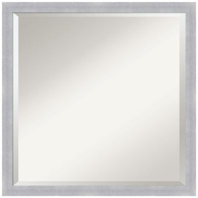 Amanti Art Silver Bathroom Mirror for Over Sink, 22x22 Grace Brushed Nickel Narrow Square Vanity Mirror, Medium Modern Frame, Hangs Horizonally and Vertically, Bathroom Wall Decor, Beveled Edge