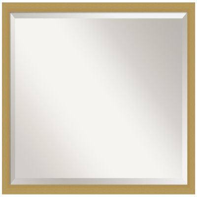 Amanti Art Gold Bathroom Mirror for Over Sink, 24x30 Grace Brushed Gold Narrow Rectangle Vanity Mirror, Large Casual Frame, Hangs Horizonally and Vertically, Bathroom Wall Decor, Beveled Edge