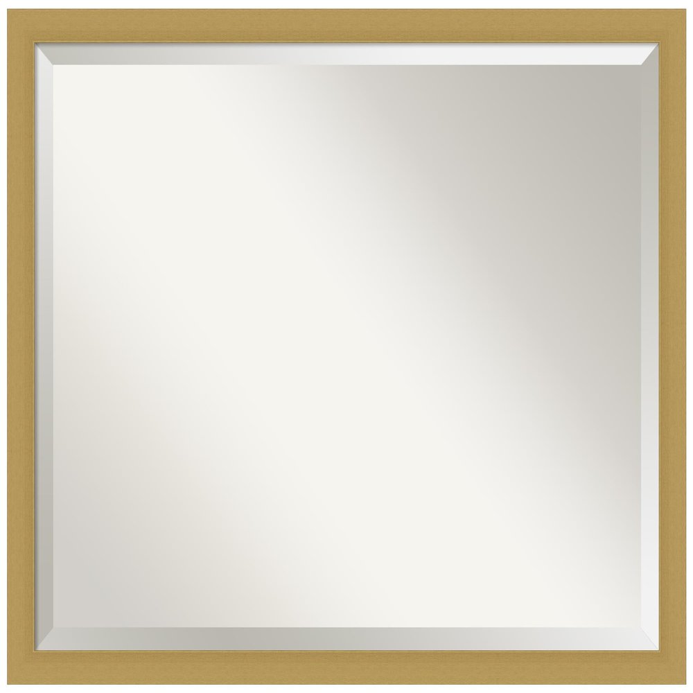 Amanti Art Gold Bathroom Mirror for Over Sink, 24x30 Grace Brushed Gold Narrow Rectangle Vanity Mirror, Large Casual Frame, Hangs Horizonally and Vertically, Bathroom Wall Decor, Beveled Edge