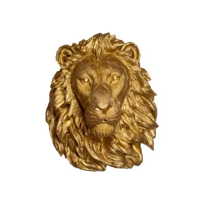 Light Mary-Resin Figure Lion Head 3 colore to choose, gold, black and white, decorative object, elegant article, wall article (Gold)