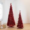 4' Red Tinsel Pop-Up Artificial Christmas Tree Unlit view 2