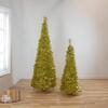 4' Gold Tinsel Pop-Up Artificial Christmas Tree Unlit view 2