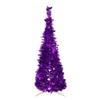 4' Purple Tinsel Pop-Up Artificial Christmas Tree Unlit view 1