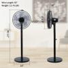 HealSmart 15" Adjustable 12 Levels Speed Pedestal Stand Fan with Remote Control for Indoor, Home, Office and College Dorm Use, 90 Degree Horizontal Oscillating, 9 Hours Timer, 15 Inch, Black view 2
