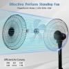 HealSmart 15" Adjustable 12 Levels Speed Pedestal Stand Fan with Remote Control for Indoor, Home, Office and College Dorm Use, 90 Degree Horizontal Oscillating, 9 Hours Timer, 15 Inch, Black view 3