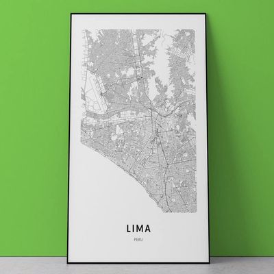 MG Global - Lima Map Poster - Lima Print - Lima Poster - Lima Peru - Peru Print - Peru Peru Decor - Lima City Print - Map Print - 11x17 16x24 24x36 Homewarming Gift - Wall Art Decor