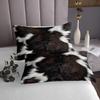 Boys Kids Cow Skin Printed Bedspread Queen Size,Black White Fur Coverlet Set 3 Pieces,Girls Cowhide Print Quilted Soft Warm Home Hotel Dorm Room Decoration No Comforter Filling view 3