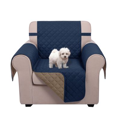 U-NICE HOME Recliner Chair Covers Reversible Chair Cover Pet Covers for Dogs with Elastic Straps Water Resistant Diamond Quilted (23''Armchair, Navy/Taupe)