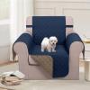 U-NICE HOME Recliner Chair Covers Reversible Chair Cover Pet Covers for Dogs with Elastic Straps Water Resistant Diamond Quilted (23''Armchair, Navy/Taupe) view 2