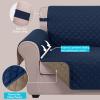 U-NICE HOME Recliner Chair Covers Reversible Chair Cover Pet Covers for Dogs with Elastic Straps Water Resistant Diamond Quilted (23''Armchair, Navy/Taupe) view 3