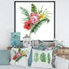 DesignQ Flowers Bouquet With Protea Hibiscus Plumeria - Traditional Framed Canvas Wall Art Print view 2