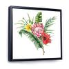 DesignQ Flowers Bouquet With Protea Hibiscus Plumeria - Traditional Framed Canvas Wall Art Print view 3