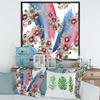 DesignQ Red Aster and Acorn Bouquet - Modern Framed Canvas Wall Art Print view 2