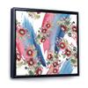 DesignQ Red Aster and Acorn Bouquet - Modern Framed Canvas Wall Art Print view 3