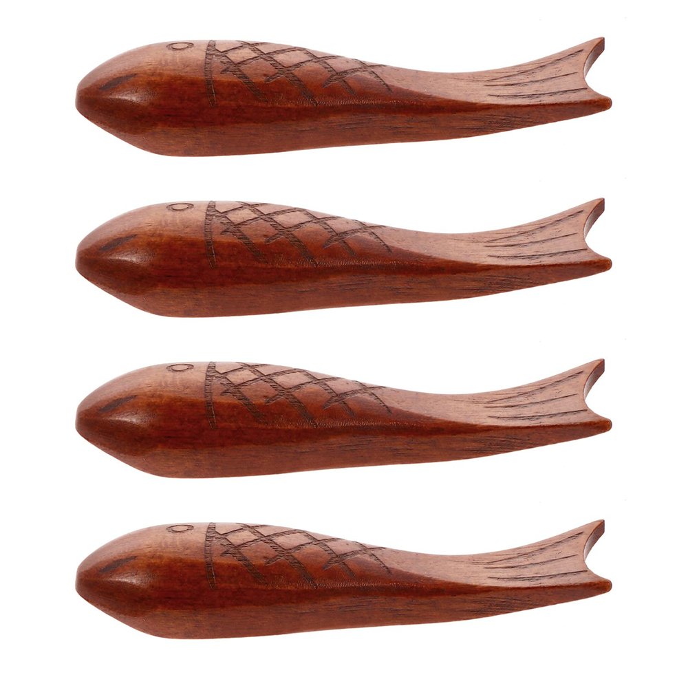 ASDUU 4pcs Wooden Chopsticks Rest Set, Fish Shaped Chopstick Holder Rack for Fork, Spoons Decor Gift