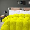 1 PC Only Bedding Comforter, 100% Soft Egyptian Cotton All Season Down Alternative Stylish Look Eastern King -Yellow Pinch Pleated Buffy Quilted 500 GSM Fill Power Winter Warmth Single Quilt view 3