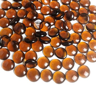 HappyFiller Dark Amber Glass Gems Flat Marbles for Flower Vase Fillers,Indoor Outdoor Gas Fire Pit Fireplace Pebbles,Crafts,Candle Holder Beads,5 LB