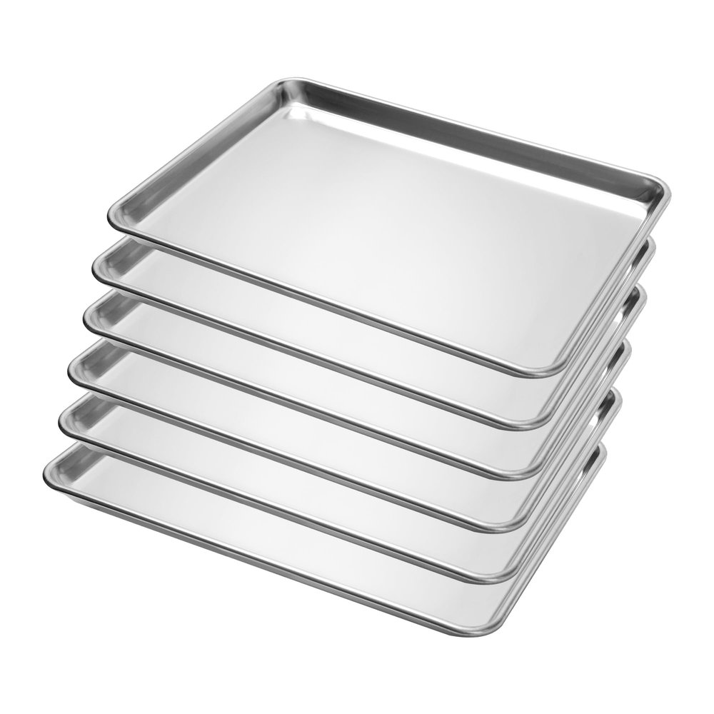 BIEAMA 6 Pack Half Size Baking Sheet Pan Aluminum Commercial Pan for Oven Freezer Bakery Hotel Restaurant 18"  13"