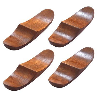 ASDUU Wooden Chopstick Rests, Japanese Style Wooden Chopstick Holder Brown Utensil Holder Chopstick Rest Holder Set for Table 4Pcs Decor Gift