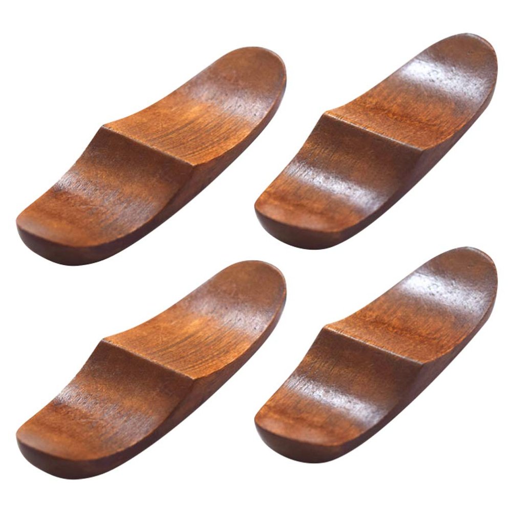 ASDUU Wooden Chopstick Rests, Japanese Style Wooden Chopstick Holder Brown Utensil Holder Chopstick Rest Holder Set for Table 4Pcs Decor Gift