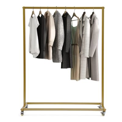 Fetcoi Clothes Rack with Wheels, Sturdy Steel Frame, Gold Garment Rack Clothing Racks for Hanging Clothes
