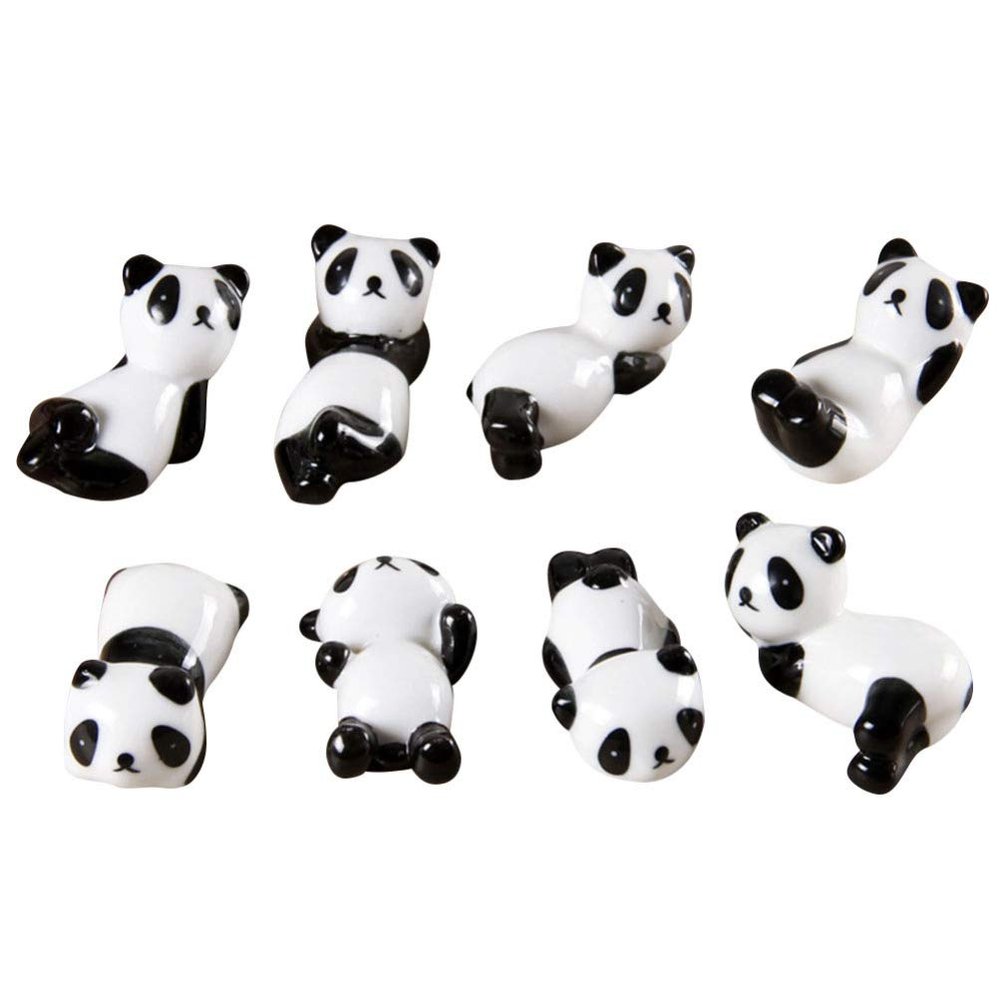 ASDUU Ceramic Chopstick Holder, Ceramic Chopstick Rest Cute Chopstick Rest Panda Chopsticks Rest Ceramic Spoon Holder for Serving 8pcs Decor Gift