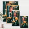 DesignQ Wine Bottles & Lamp Glowing Orange In The Night - Modern Framed Canvas Wall Art Print view 4