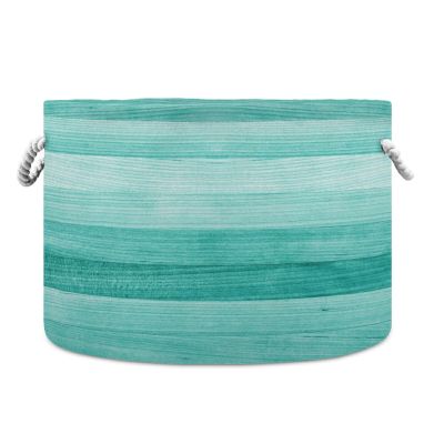 Bolaz Large Storage Basket Teal Turquoise Green Wood Toy Storage Box Organizer Bins with Handles Laundry Hamper Basket for Home Decor