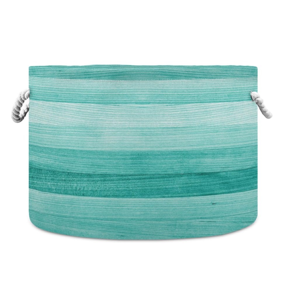 Bolaz Large Storage Basket Teal Turquoise Green Wood Toy Storage Box Organizer Bins with Handles Laundry Hamper Basket for Home Decor