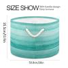 Bolaz Large Storage Basket Teal Turquoise Green Wood Toy Storage Box Organizer Bins with Handles Laundry Hamper Basket for Home Decor view 2